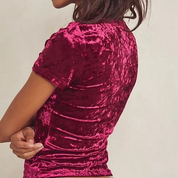 Free People Velvet Baby Tee Bordeaux - Picture 3 of 7